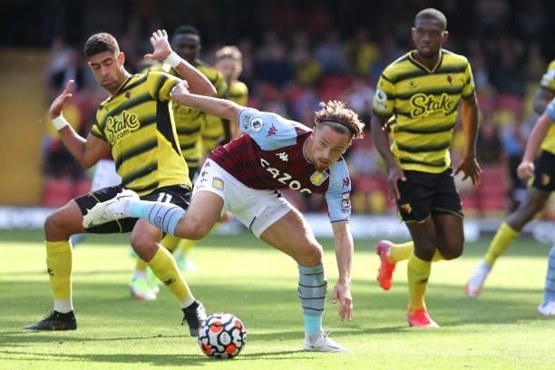 Matthew Cash of Villa during the Premier League match between Watford and Aston Villa at Vicarage Road on August 14, 2021 in Watford, England.