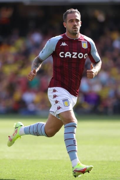 Danny Ings of Villa during the Premier League match between Watford and Aston Villa at Vicarage Road on August 14, 2021 in Watford, England.