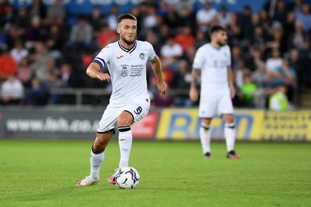 Matt Grimes of Swansea City in action during the Sky Bet Championship match between Swansea City and Sheffield United at the Swansea.com Stadium on...