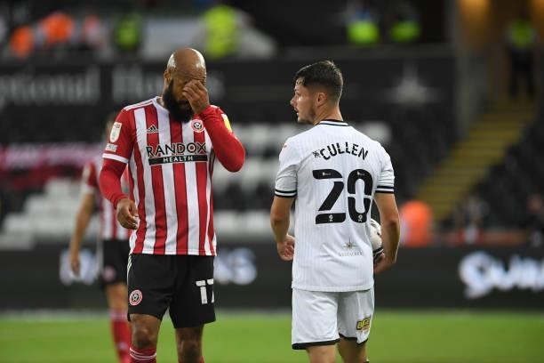 Liam Cullen of Swansea City during the Sky Bet Championship match between Swansea City and Sheffield United at the Swansea.com Stadium on August 14,...
