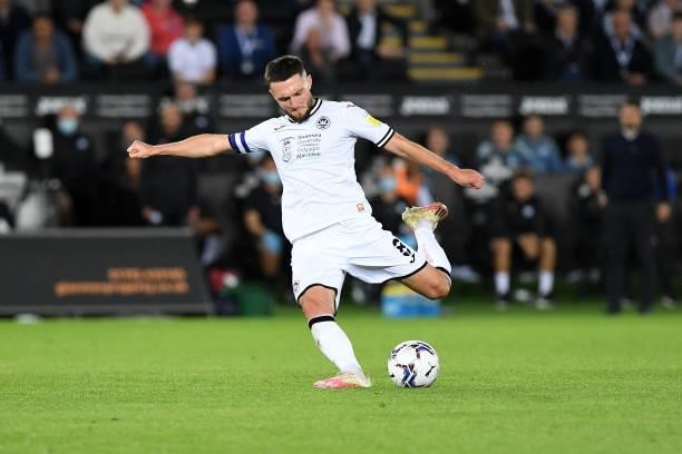 Matt Grimes of Swansea City in action during the Sky Bet Championship match between Swansea City and Sheffield United at the Swansea.com Stadium on...