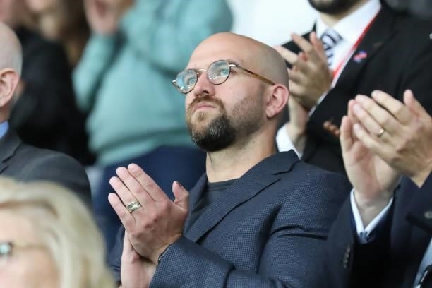 Co-owner of Swansea City Jake Silverstein applauds during the Sky Bet Championship match between Swansea City and Sheffield United at the Swansea.com...