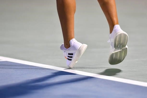 Detailed view of the shoes worm by Jessica Pegula of the United States during her Women's Singles Semifinals match against Camila Giorgi of Italy on...