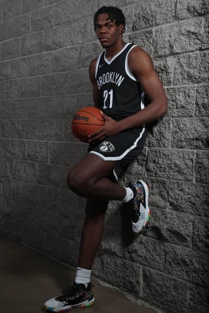 Day'Ron Sharpe of the Brooklyn Nets poses for a portrait during 2021 NBA Rookie Photo Shoot on August 14, 2021 at UNLV Campus in Las Vegas, Nevada....