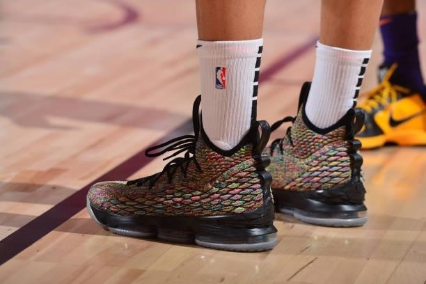The sneakers worn by Michael Beasley of the Portland Trail Blazers during the game against the Phoenix Suns during the 2021 Las Vegas Summer League...