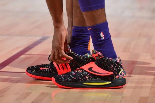 The sneakers worn by Kyle Alexander of the Phoenix Suns during the game against the Portland Trail Blazers during the 2021 Las Vegas Summer League on...
