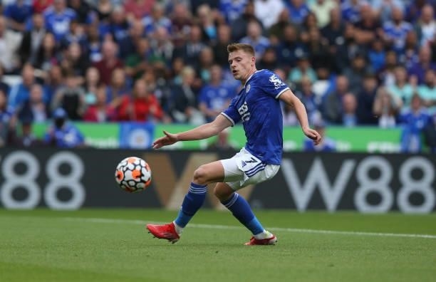 Leicester City's Harvey Barnes during the Premier League match between Leicester City and Wolverhampton Wanderers at The King Power Stadium on August...