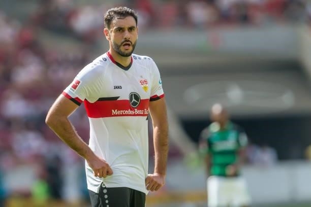 Hamadi Al Ghaddioui of VfB Stuttgart Looks on during the Bundesliga match between VfB Stuttgart and SpVgg Greuther Fuerth at Mercedes-Benz Arena on...