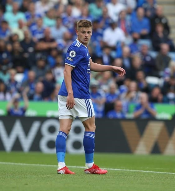 Leicester City's Harvey Barnes during the Premier League match between Leicester City and Wolverhampton Wanderers at The King Power Stadium on August...