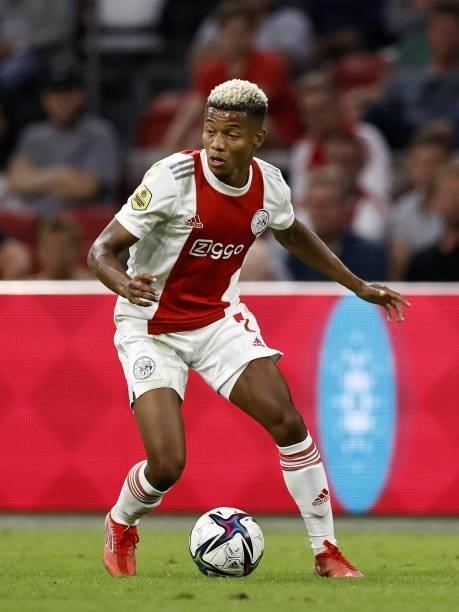 David Neres of Ajax during the Dutch Eredivisie match between Ajax Amsterdam and NEC Nijmegen at the Johan Cruijff ArenA on August 14, 2021 in...