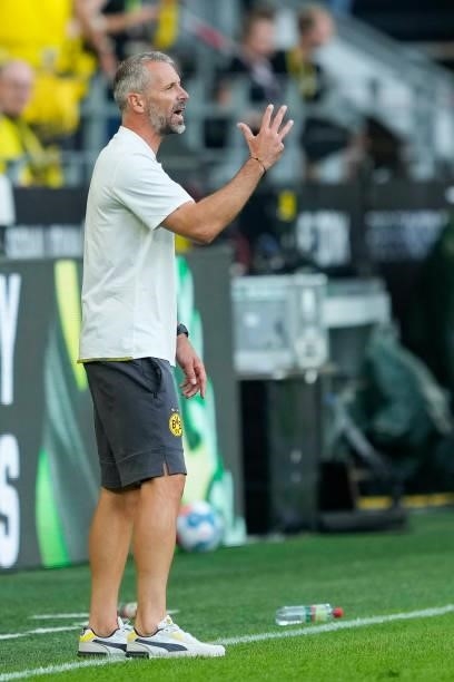 Head coach Marco Rose of Borussia Dortmund gestures during the Bundesliga match between Borussia Dortmund and Eintracht Frankfurt at Signal Iduna...