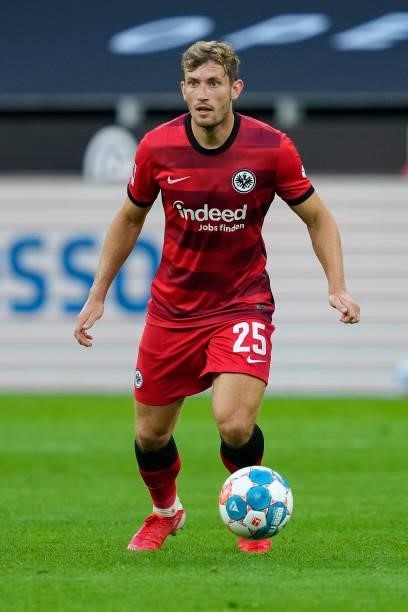 Christopher Lenz of Eintracht Frankfurt controls the ball during the Bundesliga match between Borussia Dortmund and Eintracht Frankfurt at Signal...