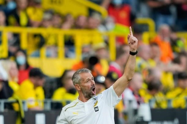 Head coach Marco Rose of Borussia Dortmund gestures during the Bundesliga match between Borussia Dortmund and Eintracht Frankfurt at Signal Iduna...