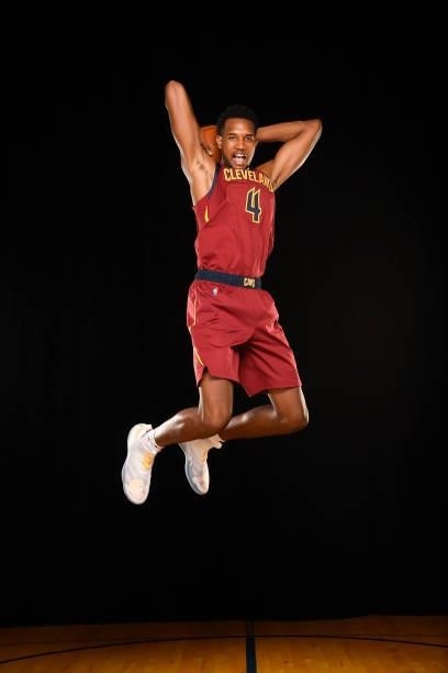 Evan Mobley of the Cleveland Cavaliers poses for a portrait during the 2021 NBA Rookie Photo Shoot on August 15, 2021 at the UNLV Campus in Las...