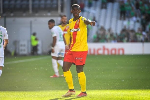 David PEREIRA DA COSTA of Lens during the Ligue 1 Uber Eats match between Lens and Saint Etienne at Stade Bollaert-Delelis on August 15, 2021 in...
