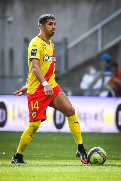 Facundo Axel MEDINA of Lens during the Ligue 1 Uber Eats match between Lens and Saint Etienne at Stade Bollaert-Delelis on August 15, 2021 in Lens,...