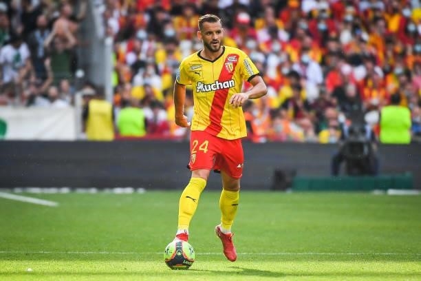 Jonathan GRADIT of Lens during the Ligue 1 Uber Eats match between Lens and Saint Etienne at Stade Bollaert-Delelis on August 15, 2021 in Lens,...