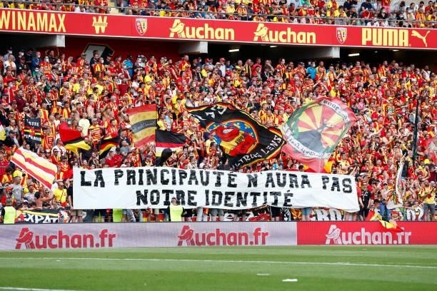 Atmosphere during the Ligue 1 Uber Eats match between Lens and Saint Etienne at Stade Bollaert-Delelis on August 15, 2021 in Lens, France.