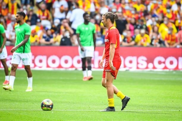 Yannick CAHUZAC of Lens during the Ligue 1 Uber Eats match between Lens and Saint Etienne at Stade Bollaert-Delelis on August 15, 2021 in Lens,...