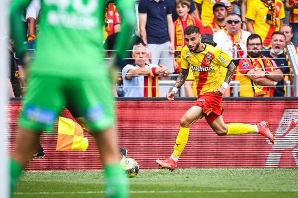 Jonathan CLAUSS of Lens during the Ligue 1 Uber Eats match between Lens and Saint Etienne at Stade Bollaert-Delelis on August 15, 2021 in Lens,...