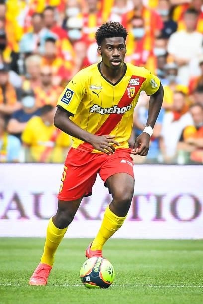 Christopher WOOH of Lens during the Ligue 1 Uber Eats match between Lens and Saint Etienne at Stade Bollaert-Delelis on August 15, 2021 in Lens,...