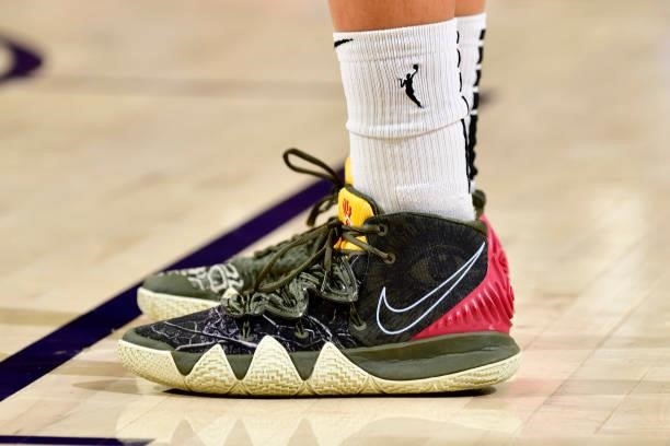 The sneakers of Brianna Turner of the Phoenix Mercury during the game against the Atlanta Dream on August 15, 2021 at Footprint Center in Phoenix,...