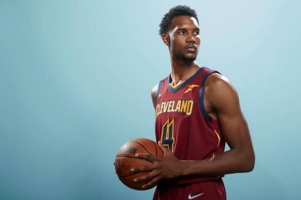 Evan Mobley of the Cleveland Cavaliers poses for a portrait during 2021 NBA Rookie Photo Shoot August 15, 2021 at the UNLV Campus in Las Vegas,...