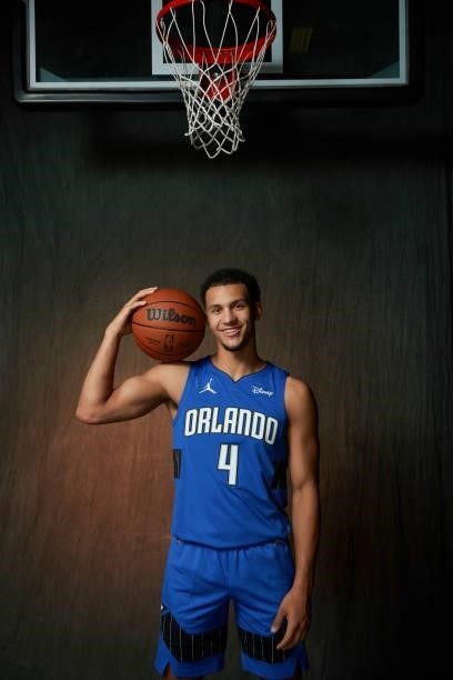Jalen Suggs of the Orlando Magic poses for a portrait during 2021 NBA Rookie Photo Shoot August 15, 2021 at the UNLV Campus in Las Vegas, Nevada....