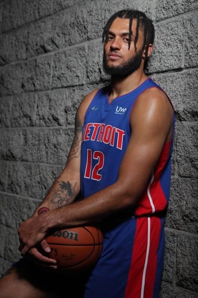 Isaiah Livers of the Detroit Pistons poses for a portrait during 2021 NBA Rookie Photo Shoot on August 15, 2021 at UNLV Campus in Las Vegas, Nevada....