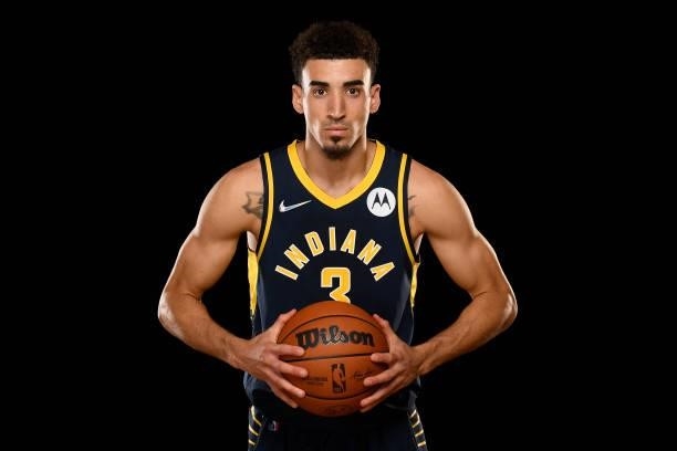 Chris Duarte of the Indiana Pacers poses for a portrait during the 2021 NBA Rookie Photo Shoot on August 15, 2021 at the University of Nevada, Las...