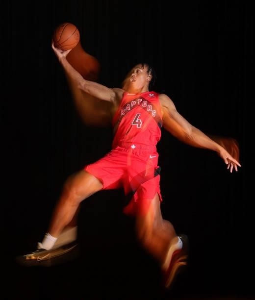 Scottie Barnes of the Toronto Raptors poses for a portrait during 2021 NBA Rookie Photo Shoot on August 15, 2021 at UNLV Campus in Las Vegas, Nevada....