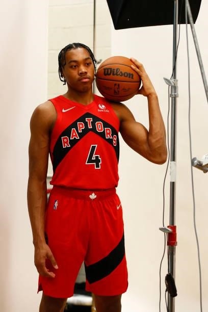 Behind the scenes photo of Scottie Barnes of the Toronto Raptors during 2021 NBA Rookie Photo Shoot on August 15, 2021 at UNLV Campus in Las Vegas,...