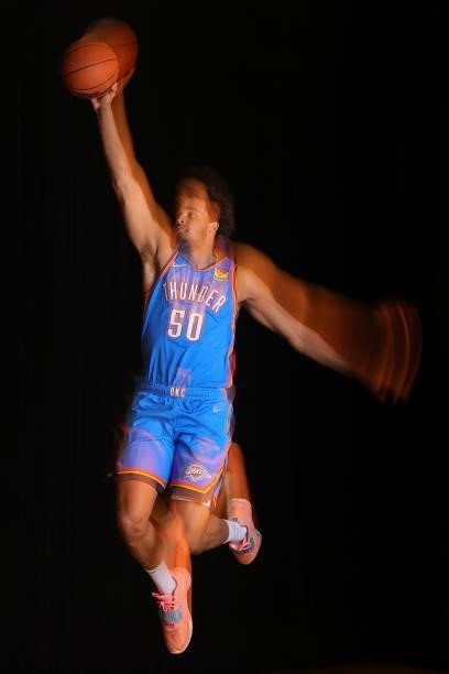 Jeremiah Robinson-Earl of the Oklahoma City Thunder poses for a portrait during 2021 NBA Rookie Photo Shoot on August 15, 2021 at UNLV Campus in Las...