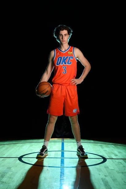 Josh Giddey of the Oklahoma City Thunder poses for a portrait during the 2021 NBA Rookie Photo Shoot on August 15, 2021 at the University of Nevada,...