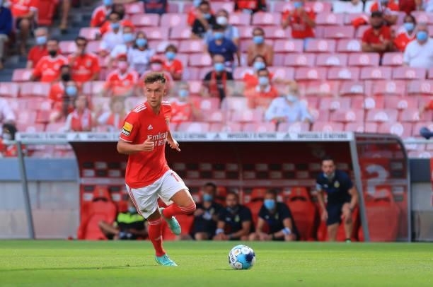 Luca Waldschmidt of SL Benfica in action during the Liga Bwin match between SL Benfica and FC Arouca at Estadio da Luz on August 14, 2021 in Lisbon,...