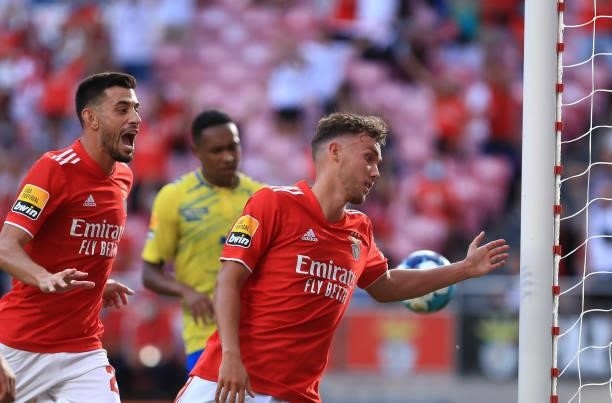 Luca Waldschmidt of SL Benfica celebrate after scoring a goal during the Liga Bwin match between SL Benfica and FC Arouca at Estadio da Luz on August...