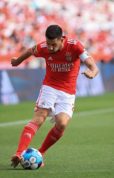 Pizzi of SL Benfica in action during the Liga Bwin match between SL Benfica and FC Arouca at Estadio da Luz on August 14, 2021 in Lisbon, Portugal.