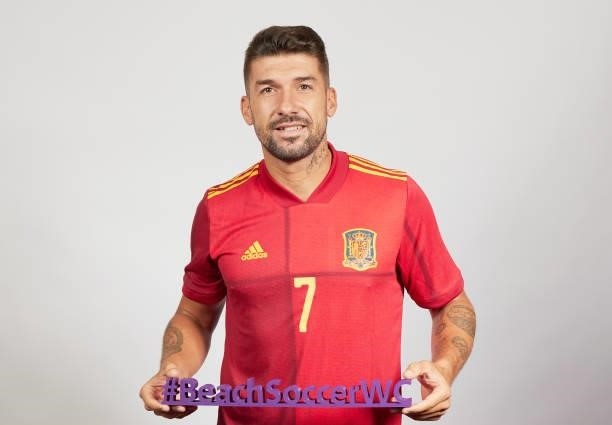 Acosta Cabrera poses during the Spain team presentation prior to the FIFA Beach Soccer World Cup Russia 2021 on August 16, 2021 in Moscow, Russia.