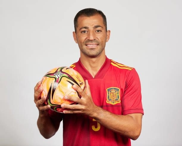 Hernandez Mayor poses during the Spain team presentation prior to the FIFA Beach Soccer World Cup Russia 2021 on August 16, 2021 in Moscow, Russia.