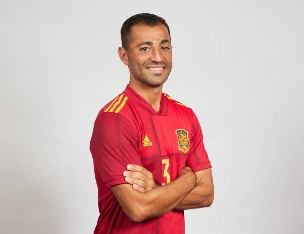 Hernandez Mayor poses during the Spain team presentation prior to the FIFA Beach Soccer World Cup Russia 2021 on August 16, 2021 in Moscow, Russia.