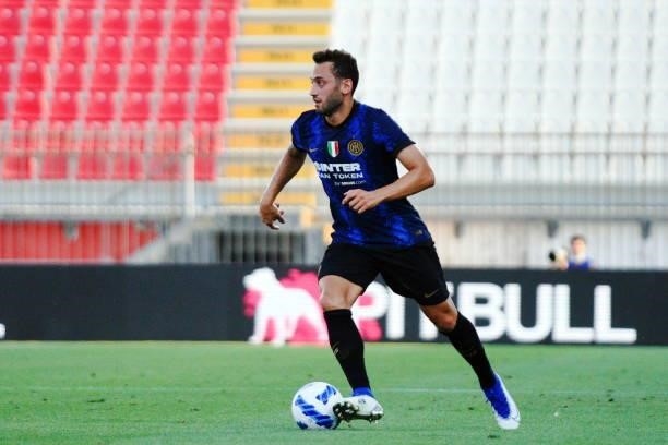 Hakan Calhanoglu of FC Internazionale controls the ball during the Pre-Season Friendly Match between FC Internazionale and Futbol'nyj Klub Dynamo...
