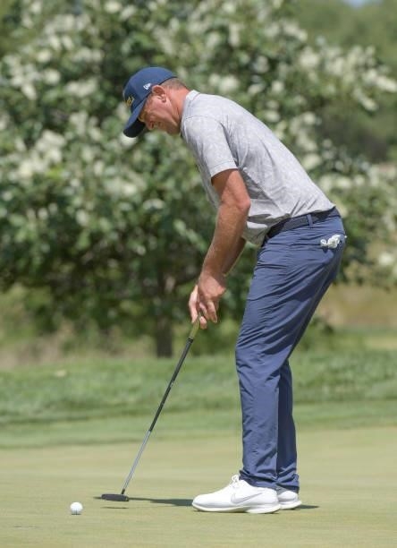 Jamie Arnold hits a putt on the first hole during the final round of the Korn Ferry Tours Pinnacle Bank Championship presented by Aetna at The Club...