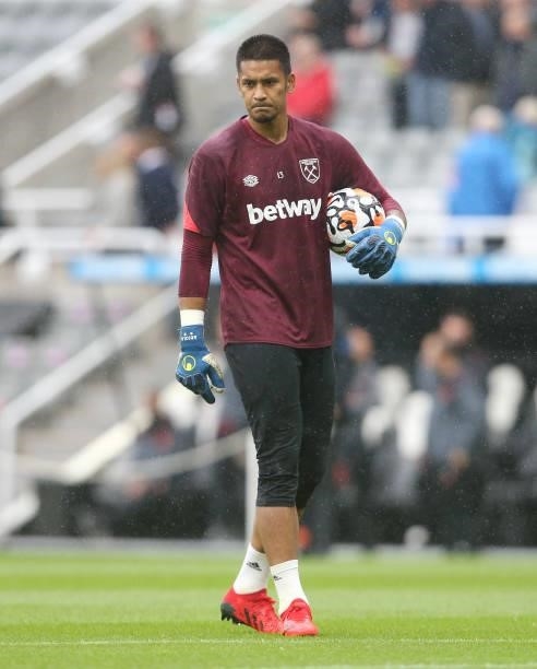West Han United's Alphonse Areola during the Premier League match between Newcastle United and West Ham United at St. James Park on August 14, 2021...
