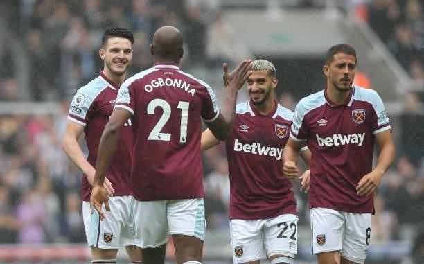 West Han United's Declan Rice, Angelo Ogbonna, Said Benrahma and Pablo Fornals during the Premier League match between Newcastle United and West Ham...