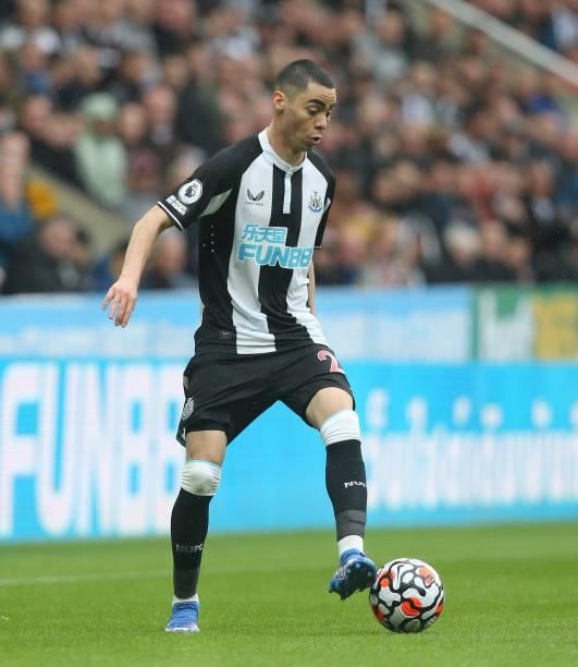 Newcastle United's Miguel Almiron during the Premier League match between Newcastle United and West Ham United at St. James Park on August 14, 2021...