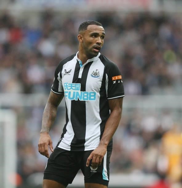 Newcastle United's Callum Wilson during the Premier League match between Newcastle United and West Ham United at St. James Park on August 14, 2021 in...