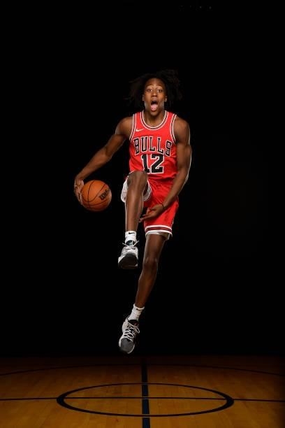 Ayo Dosunmu of the Chicago Bulls poses for a portrait during the 2021 NBA Rookie Photo Shoot on August 14, 2021 at the University of Nevada, Las...