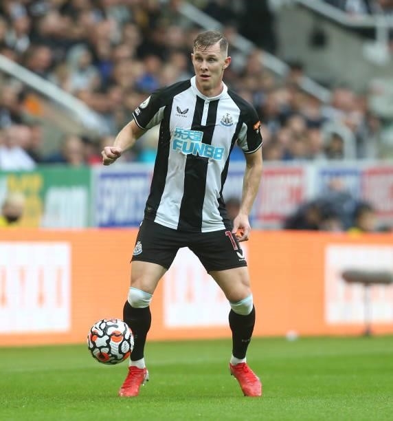 Newcastle United's Emil Krafth during the Premier League match between Newcastle United and West Ham United at St. James Park on August 14, 2021 in...