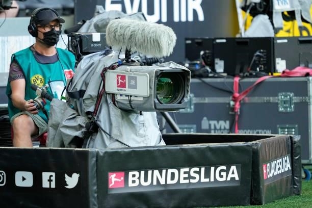 Bundesliga TV camera during the Bundesliga match between Borussia Dortmund and Eintracht Frankfurt at Signal Iduna Park on August 14, 2021 in...