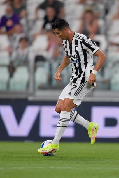 Juventus player Cristiano Ronaldo during the friendly match between Juventus and Atalanta at Allianz Stadium on August 14, 2021 in Turin, Italy.